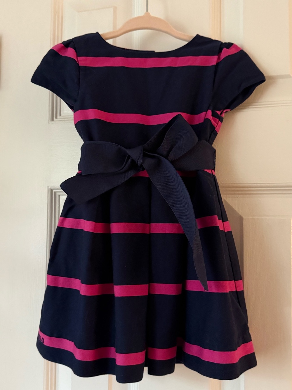 Ralph Lauren Navy and Pink Striped Dress - 9m